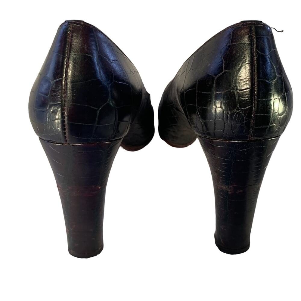 Ann Taylor Dark Brown Print Calf Pumps 8 - Picture 6 of 14